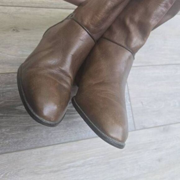 Peter Kaiser brown leather calf height boots women's 6.5 elastomere west Germany - Picture 13 of 13